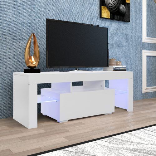 Zimtown Tv Stands With High Gloss Led Lights (Photo 3 of 20)