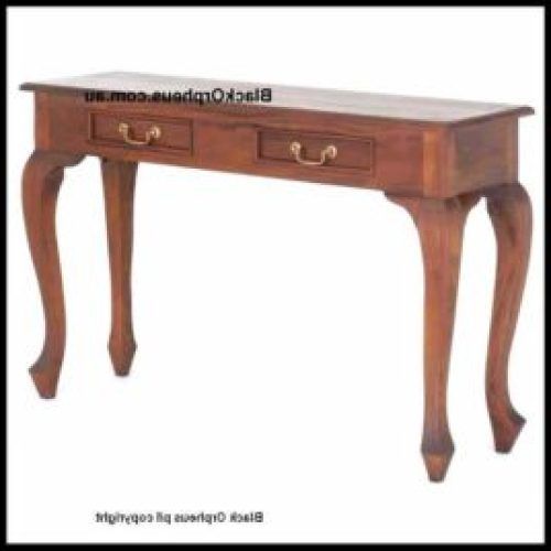 Pecan Brown Triangular Console Tables (Photo 6 of 12)