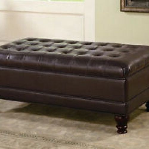 Black Faux Leather Column Tufted Ottomans (Photo 14 of 20)