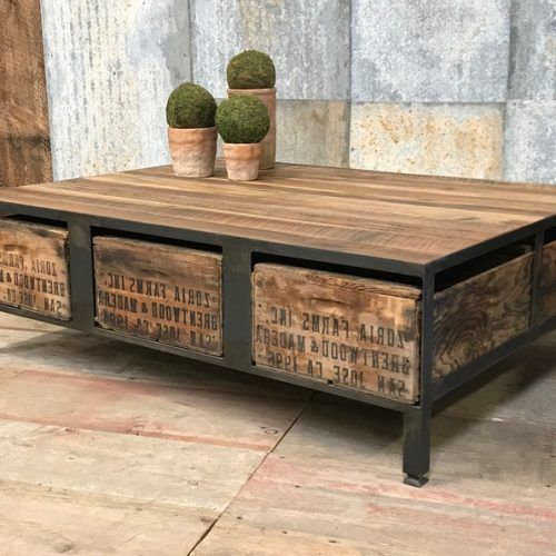 Brown Wood And Steel Plate Coffee Tables (Photo 18 of 20)