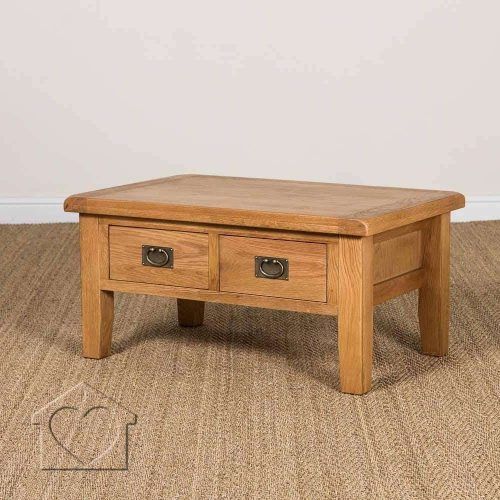 Rustic Oak Coffee Table With Drawers (Photo 10 of 20)
