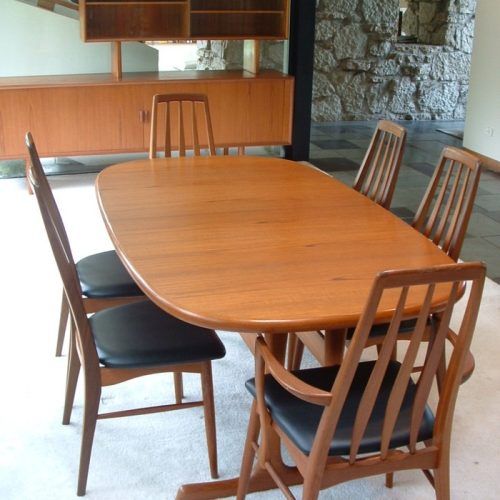 Natural Brown Teak Wood Leather Dining Chairs (Photo 1 of 20)