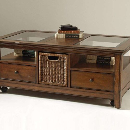 Glass Top Display Coffee Tables With Drawers (Photo 7 of 20)