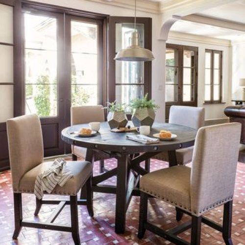 Jaxon Grey 5 Piece Round Extension Dining Sets With Wood Chairs (Photo 11 of 20)