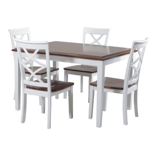 Evellen 5 Piece Solid Wood Dining Sets (Set Of 5) (Photo 4 of 20)