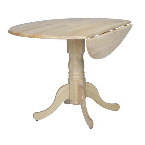 Villani Drop Leaf Rubberwood Solid Wood Pedestal Dining Tables (Photo 3 of 20)