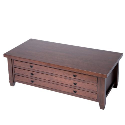 Walnut Finish 6-Drawer Coffee Tables (Photo 11 of 20)