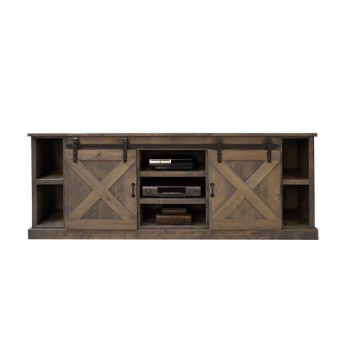 Modern Farmhouse Fireplace Credenza Tv Stands Rustic Gray Finish (Photo 3 of 20)