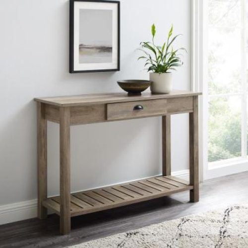 Honey Oak And Marble Console Tables (Photo 9 of 14)