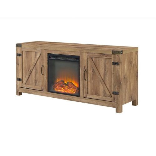 Modern Farmhouse Fireplace Credenza Tv Stands Rustic Gray Finish (Photo 14 of 20)