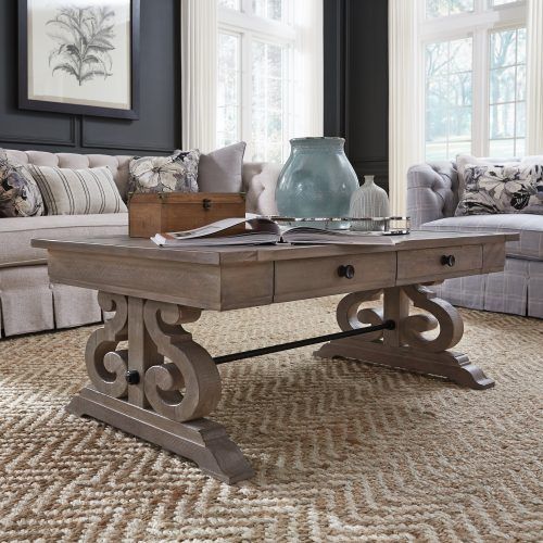 Bellamy Traditional Weathered Peppercorn Storage Coffee Tables (Photo 8 of 20)