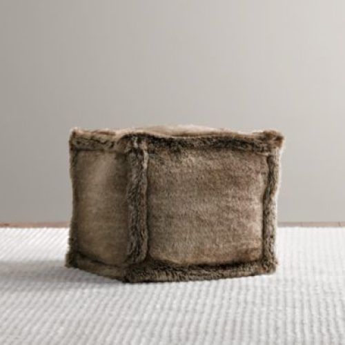 Charcoal Brown Faux Fur Square Ottomans (Photo 16 of 20)