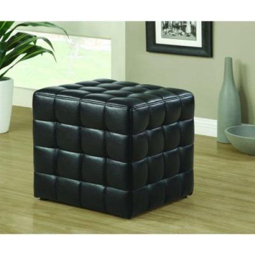 Black Faux Leather Cube Ottomans (Photo 15 of 17)