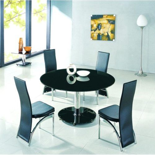 Round Black Glass Dining Tables And 4 Chairs (Photo 10 of 20)