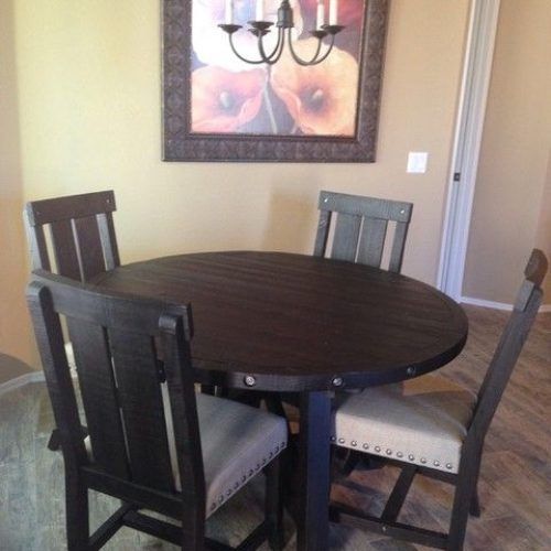 Jaxon 5 Piece Extension Round Dining Sets With Wood Chairs (Photo 1 of 20)