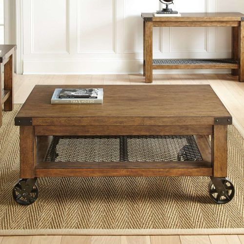 Rustic Coffee Table With Wheels (Photo 1 of 20)