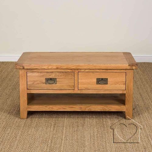 Rustic Oak Coffee Table With Drawers (Photo 7 of 20)