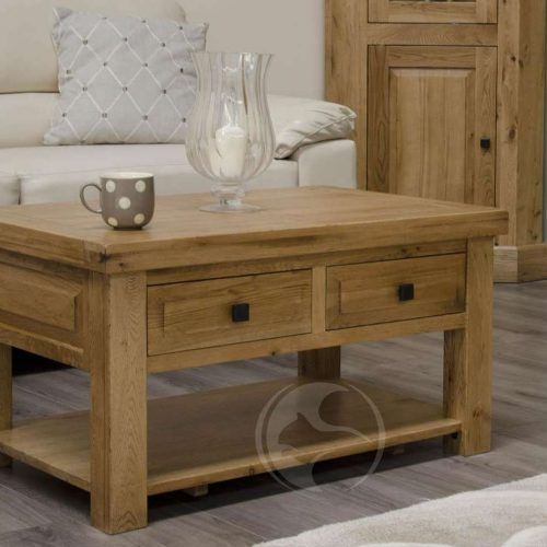 Rustic Oak Coffee Table With Drawers (Photo 16 of 20)