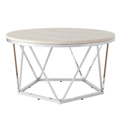 Silver Orchid Henderson Faux Stone Silvertone Round Coffee Tables (Photo 4 of 20)