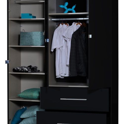 Black Wardrobes With Mirror (Photo 14 of 20)