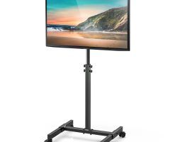 2024 Latest Rolling Tv Stands with Wheels with Adjustable Metal Shelf