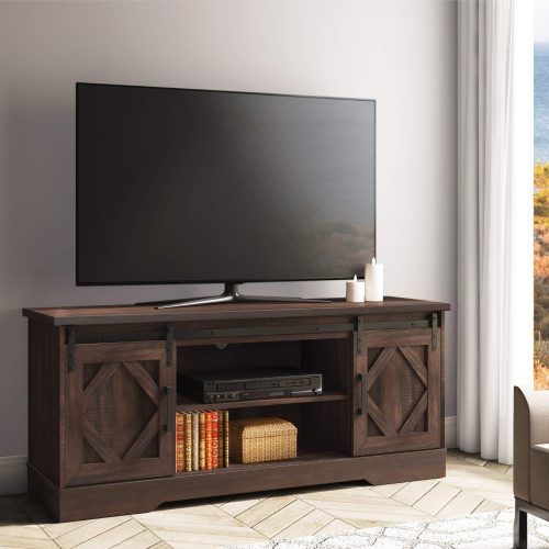 Tv Stands With Sliding Barn Door Console In Rustic Oak (Photo 17 of 20)