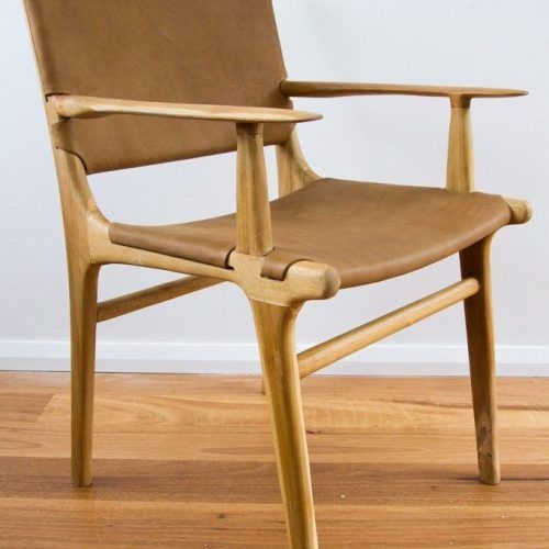 Natural Brown Teak Wood Leather Dining Chairs (Photo 2 of 20)