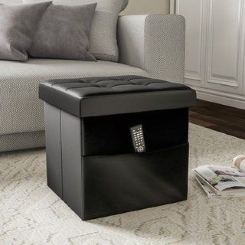 Black Faux Leather Cube Ottomans (Photo 6 of 17)