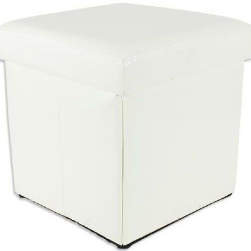 Small White Hide Leather Ottomans (Photo 15 of 20)
