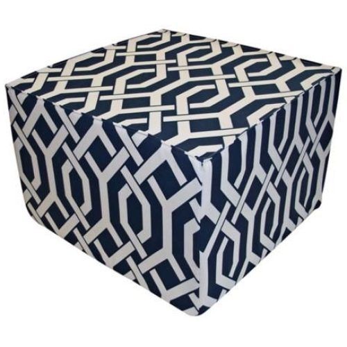 Navy And Dark Brown Jute Pouf Ottomans (Photo 11 of 20)
