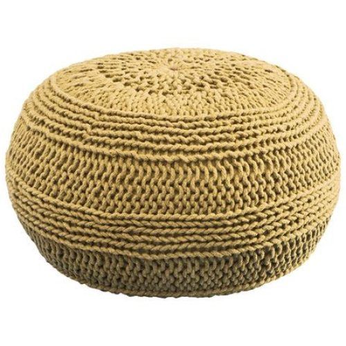 Cream Cotton Knitted Pouf Ottomans (Photo 3 of 20)