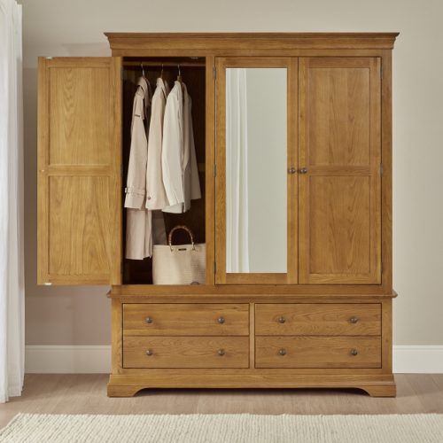 Single Oak Wardrobes With Drawers (Photo 17 of 20)