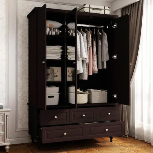 Dark Wood Wardrobes With Drawers (Photo 12 of 20)
