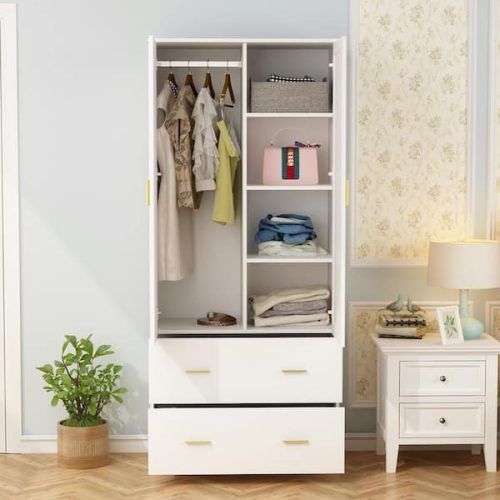 White Wardrobes With Drawers And Mirror (Photo 9 of 20)