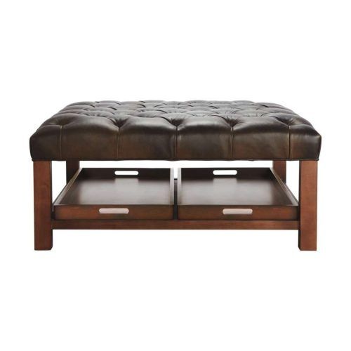 Brown Leather Ottoman Coffee Tables With Storages (Photo 13 of 20)