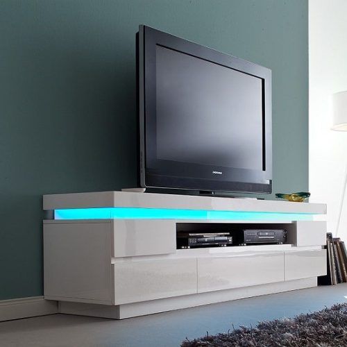 57'' Tv Stands With Led Lights Modern Entertainment Center (Photo 10 of 20)