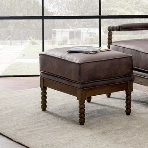 Brown Leather Square Pouf Ottomans (Photo 17 of 20)