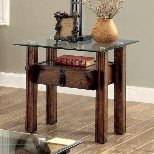 Furniture Of America Charlotte Weathered Oak Glass Top Coffee Tables (Photo 4 of 20)