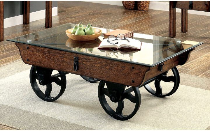 20 Ideas of Furniture of America Charlotte Weathered Oak Glass Top Coffee Tables