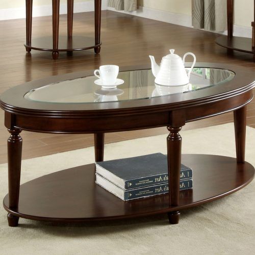 Winslet Cherry Finish Wood Oval Coffee Tables With Casters (Photo 10 of 20)