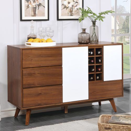 Contemporary Wooden Buffets With One Side Door Storage Cabinets And Two Drawers (Photo 6 of 20)