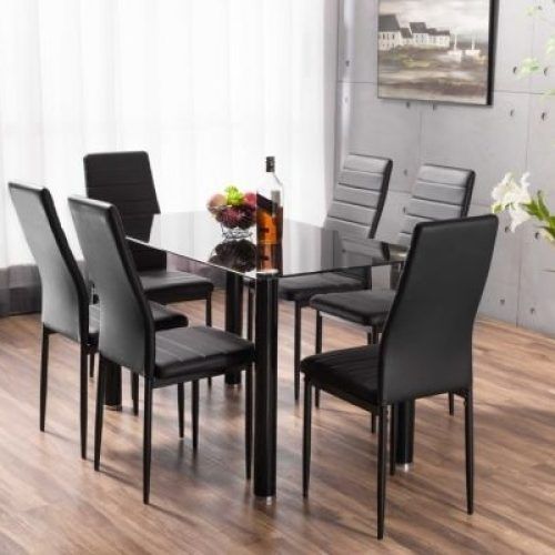 Black Glass Dining Tables With 6 Chairs (Photo 7 of 20)