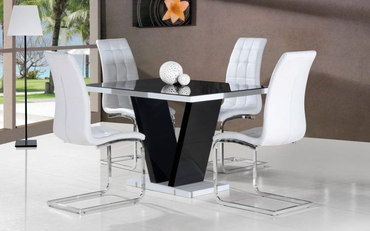 2024 Popular High Gloss White Dining Tables and Chairs