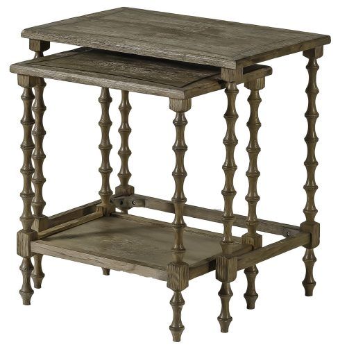 Oak & Brass Stacking Media Console Tables (Photo 19 of 20)