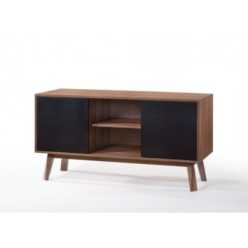 Contemporary Wooden Buffets With Four Open Compartments And Metal Tapered Legs (Photo 6 of 20)