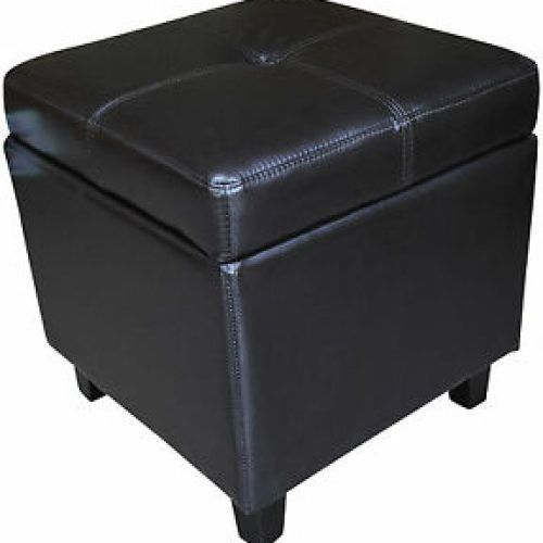 Brown Leather Square Pouf Ottomans (Photo 8 of 20)