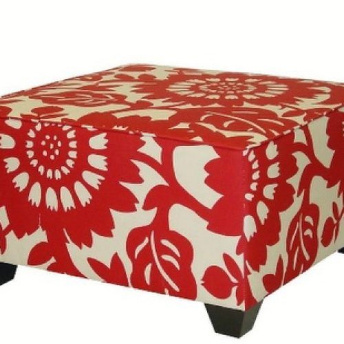 Red Fabric Square Storage Ottomans With Pillows (Photo 14 of 20)