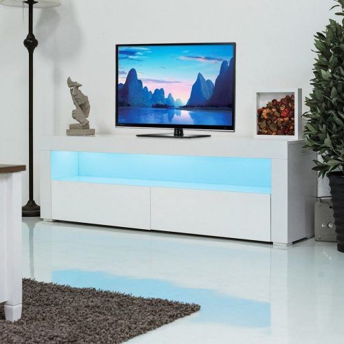 Ktaxon Modern High Gloss Tv Stands With Led Drawer And Shelves (Photo 5 of 20)