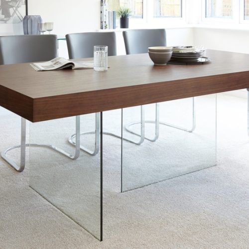 Glass Dining Tables With Wooden Legs (Photo 1 of 20)