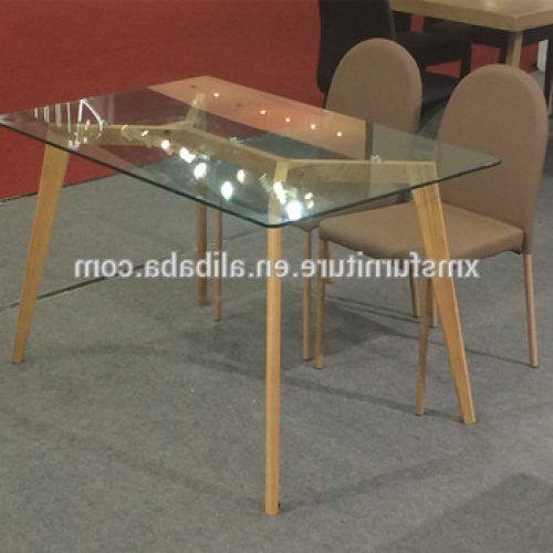 Glass Dining Tables With Wooden Legs (Photo 8 of 20)